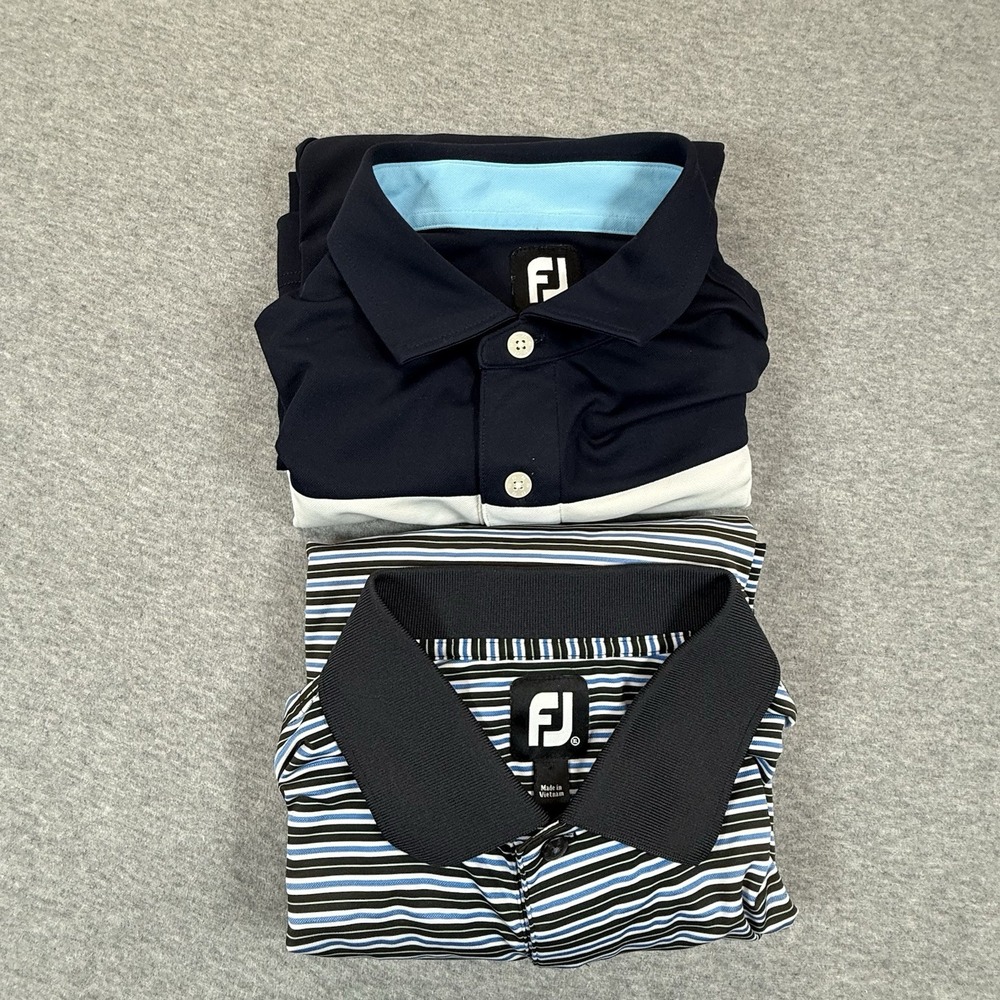 2 FootJoy Mens XL Polo Shirts Short Sleeve Golf Logos Hillview Crooked Stick